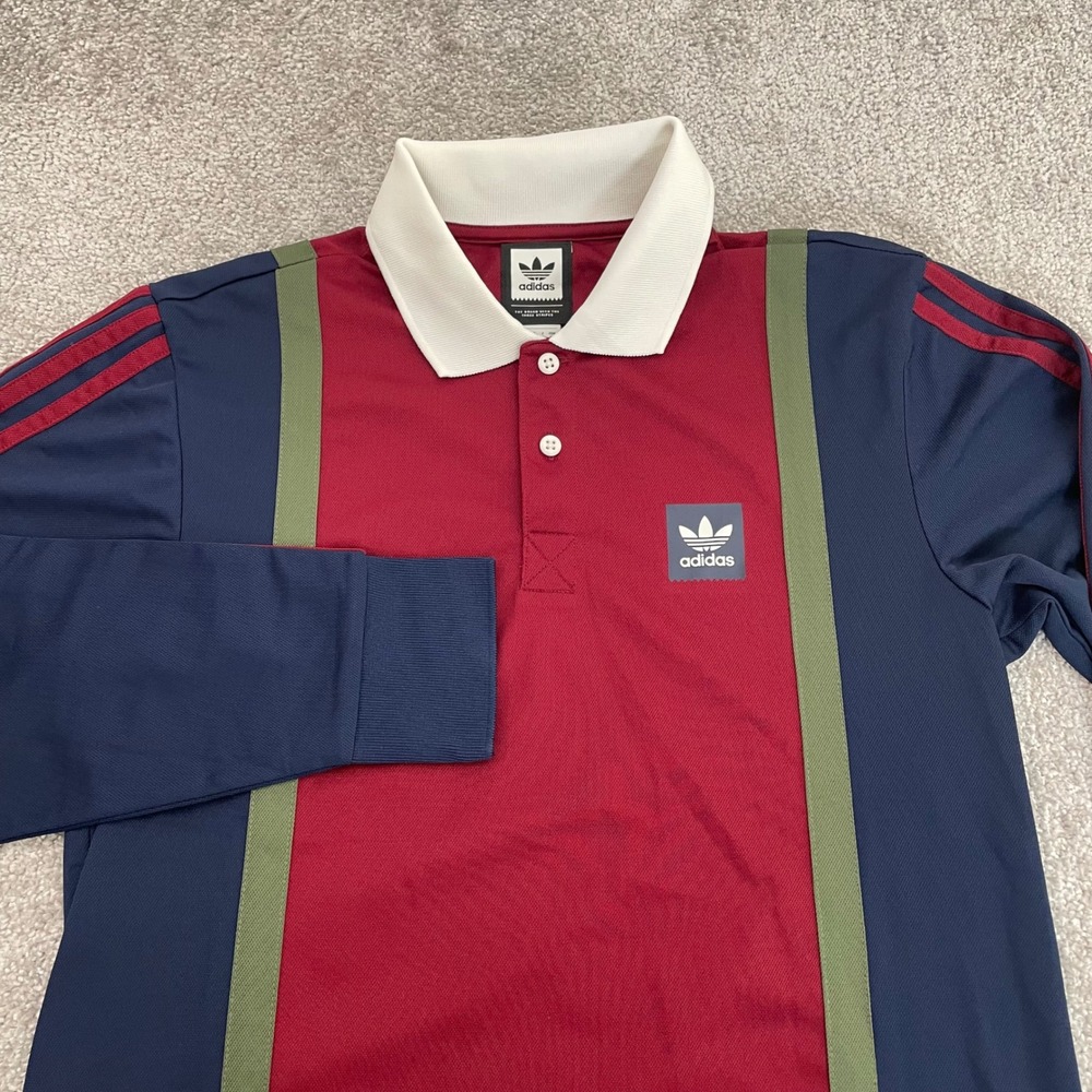 Adidas Polo Shirt Mens Small Climalite Bloke Streetwear Retro Sporty Colorblock